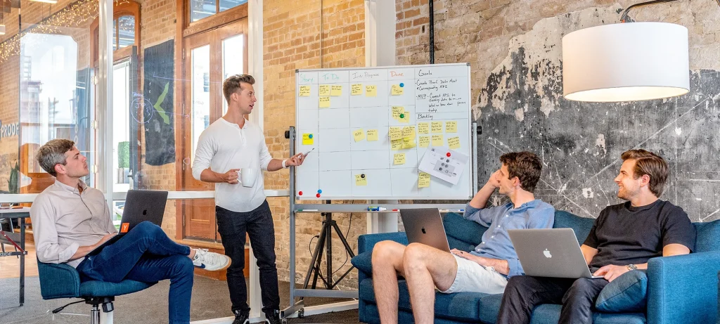 employees collaborating in a meeting room