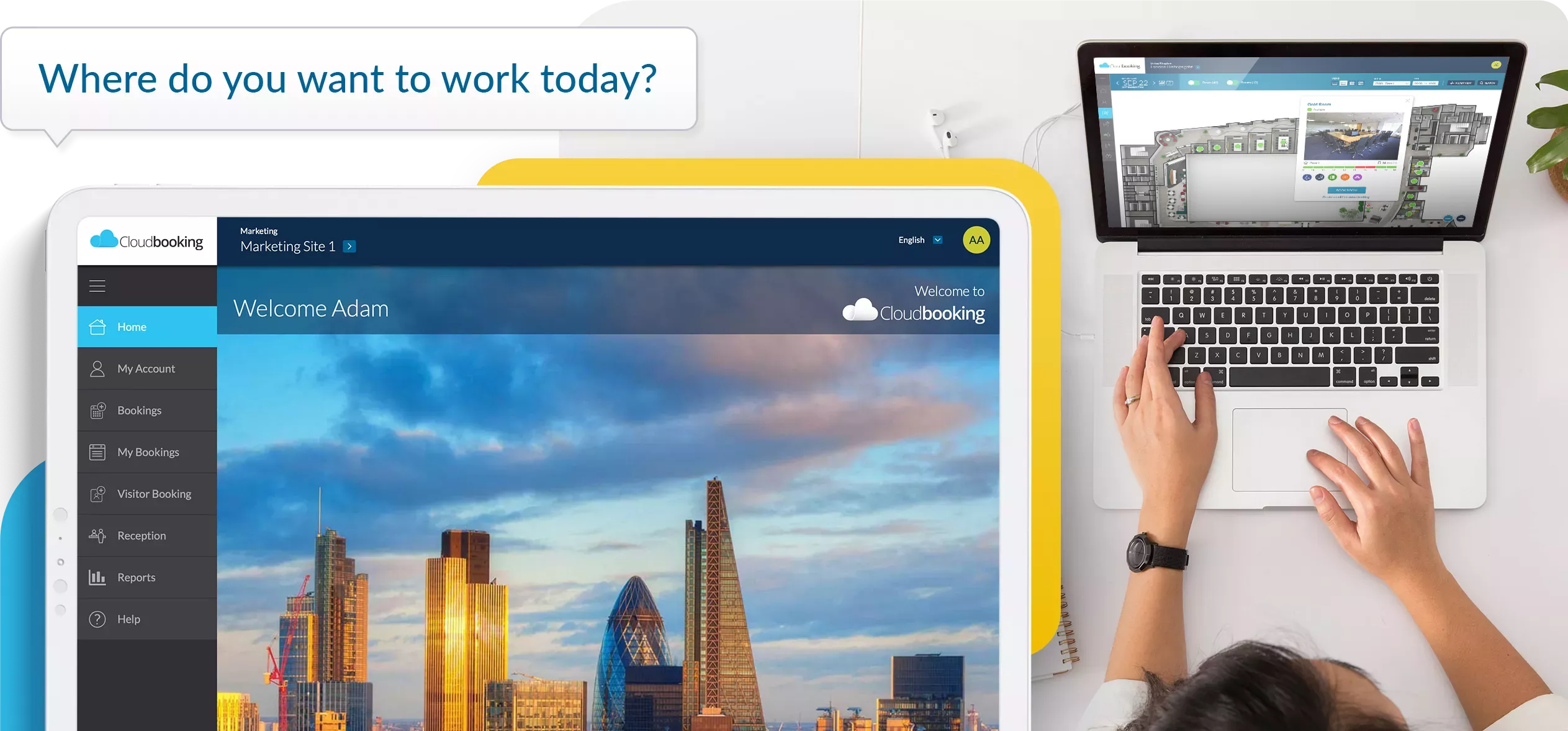 Where do you want to work today? Cloudbooking hybrid work software.