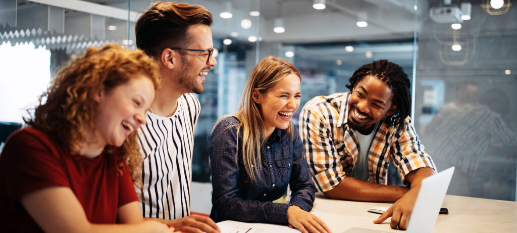 colleagues laughing together