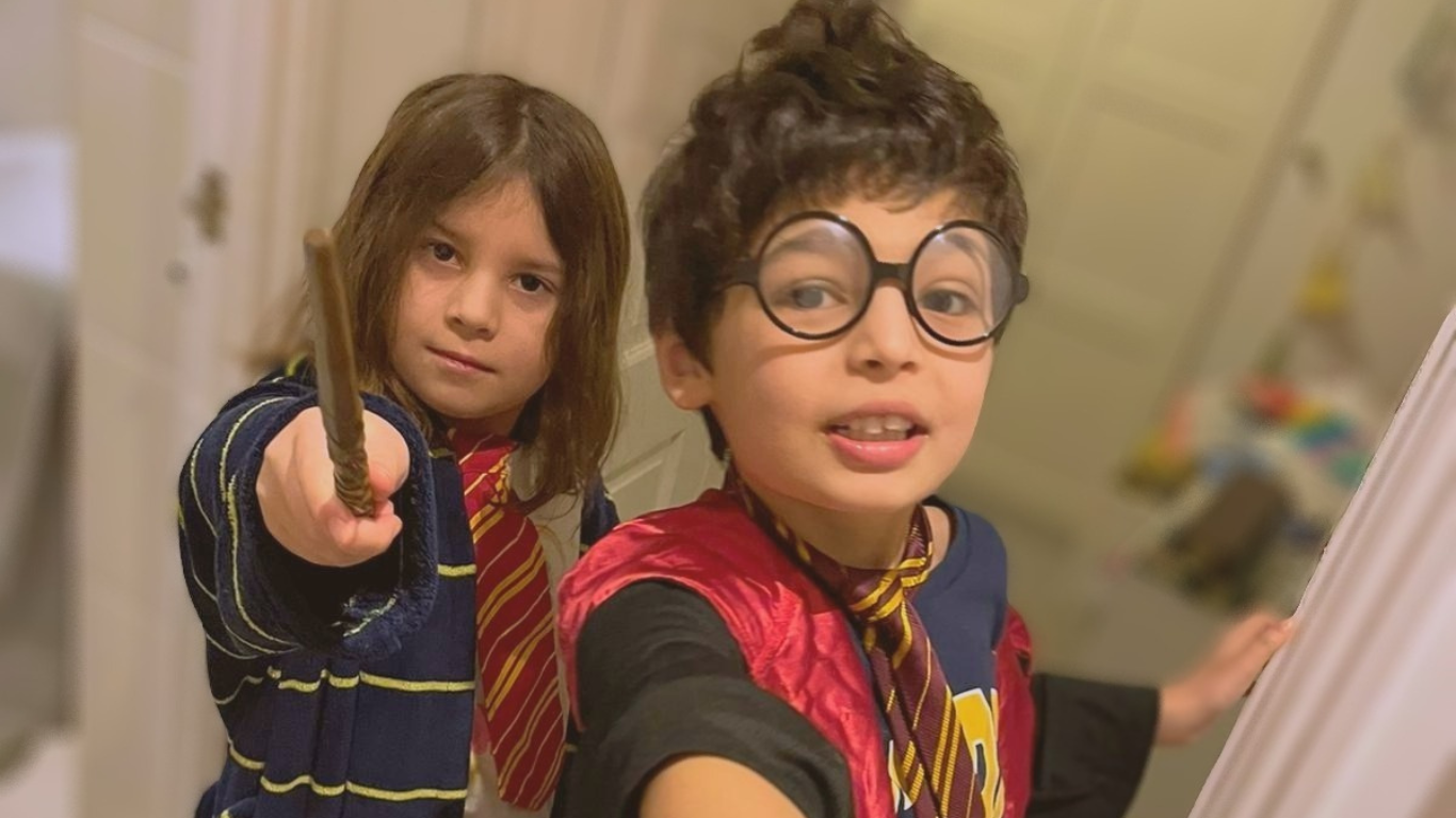 Matilda and Solomon as Harry Potter and Hermione Granger