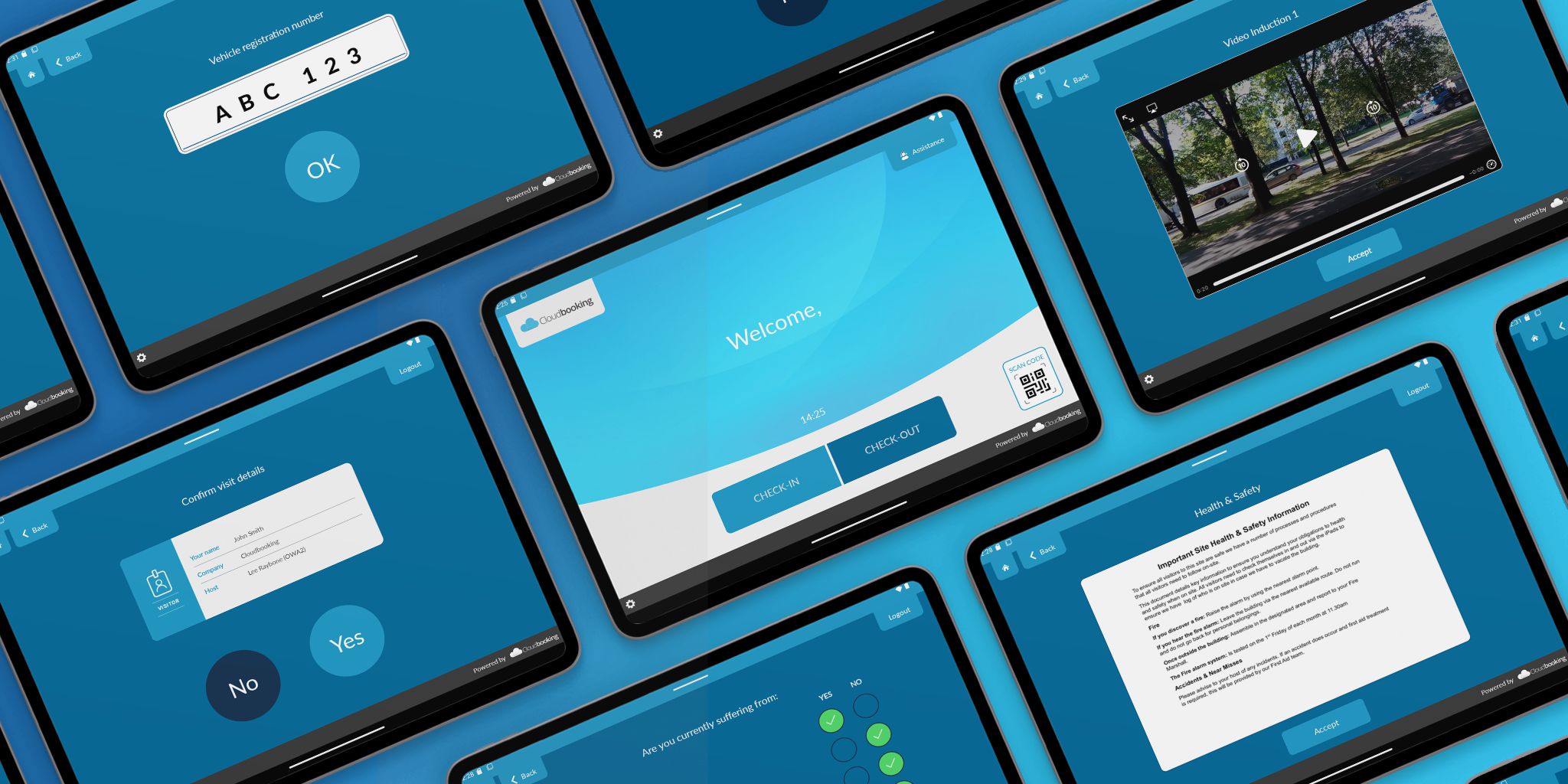 The New Cloudbooking Check-in App for meeting room displays, that enables booking, curtailing and extending meeting room bookings